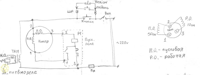 Electric circuit of the compressor